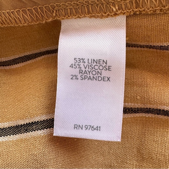 J. Jill Emilie Wide Leg Linen Stretch Cropped Pant Stripe Yellow Ochre Size 2X - Picture 8 of 8